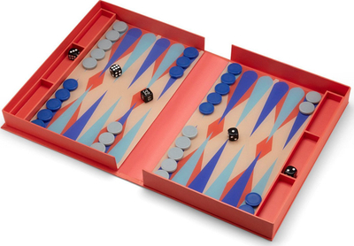 Lojë tavëll Printworks The Art of Backgammon, dizajn modern, e lehtë për ta marrë me vete, ngjyrë korale