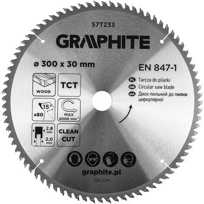 Teh sharre Graphite, 300 x 30 mm, 80 dhëmbë karbiti