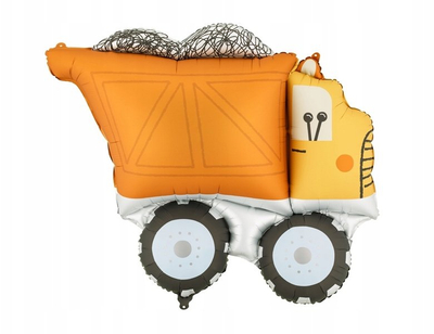 Balonë folie PartyDeco Dump Truck, 87 x 69 cm, kamion ndërtimi portokalli