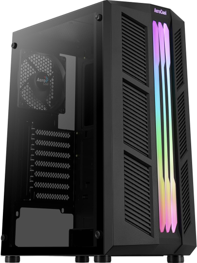 Kasa kompjuteri Aerocool Prime RGB ACCM-PV29013.11, xham i temperuar, me ndriçim RGB, e zezë