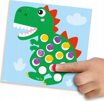 Set kreativ SES Creative My First Fingerprint Paint Dinos, 10 karta, 3 ngjyra, shumëngjyrësh
