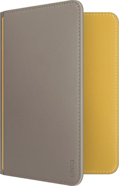 Патнички паричник Uniq Belmont, со RFID blocking, за пасош, сиво и жолто