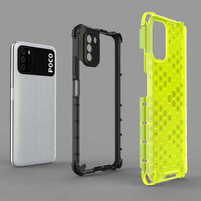 Kuti mbrojtëse Hurtel Honeycomb për Xiaomi Poco M3 Redmi 9T, xhel TPU, transparente