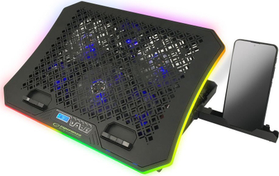Bazë ftohëse për laptop Esperanza RGB GALERNE EGC109, me ventilator, drita RGB, e zezë