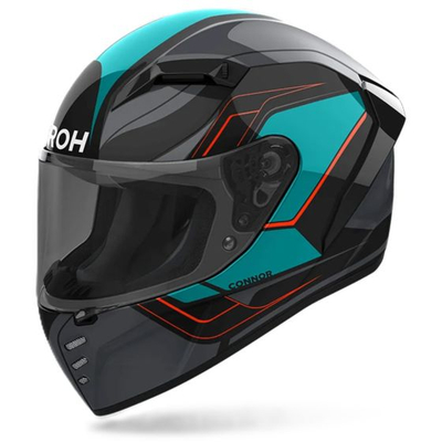 Helmetë motoçiklete Airoh Connor Graphic, XXL 63cm, ECE 22.06, e zezë jeshile portokalli
