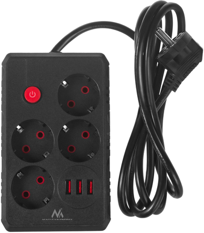Zgjatues elektrik Maclean, 4 porta, 3x USB, i bardhë