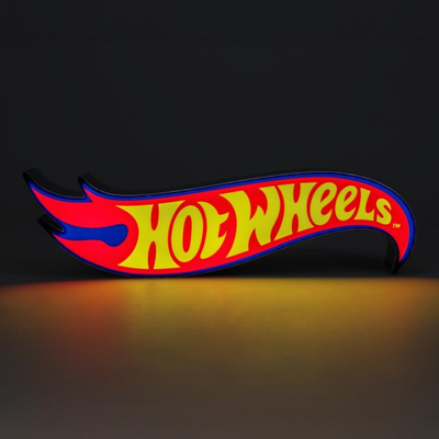 Dritë dekorative Paladone Hot Wheels Logo Light, me USB dhe bateri, efekt drite pulsuese, shumëngjyrëshe