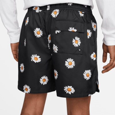 Pantallona të shkurtra Nike SPE+ AOP Flow Short DP, për meshkuj, me print, të zeza bardhë