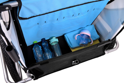 Karrocë rimorkio biçiklete Funfit për 2 veta JOGGER, me amortizator, blu