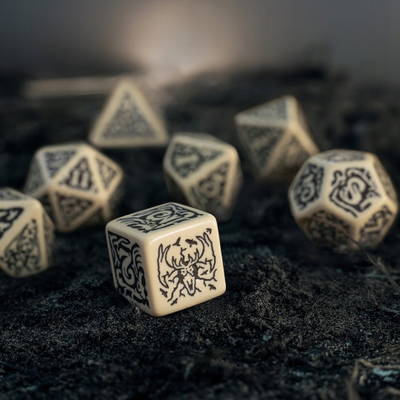 Set zarihesh Q WORKSHOP Witcher Leshen, 8 copë RPG, me monedhë metalike, bezhë