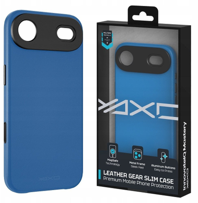 Këllëf telefoni YAXO Leather Gear Slim për iPhone, MagSafe, lëkurë ekologjike, blu