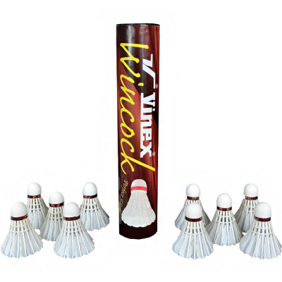 Shuttlecock badminton Vinex Wincock, pupla, set 10 copë, i bardhë
