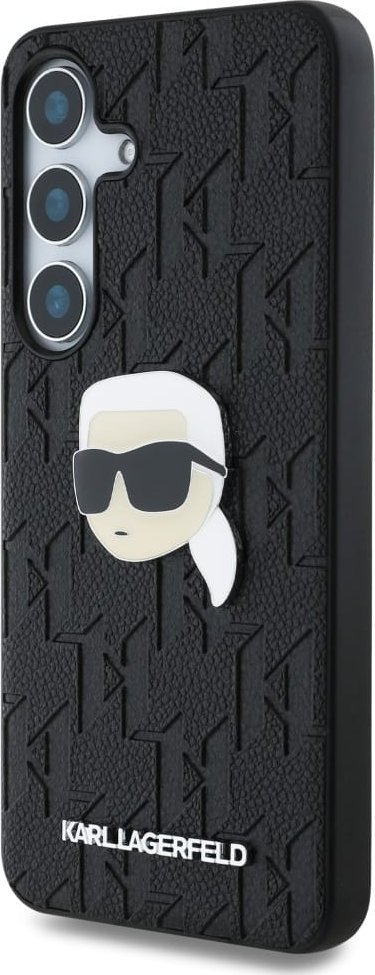 Mbrojtëse telefoni Karl Lagerfeld për Samsung S25, PU, Monogram K. Head, e zezë