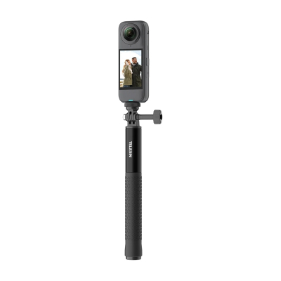 Selfie stick alumini TELESIN, monopod teleskopik, për kamera aksion, i zi