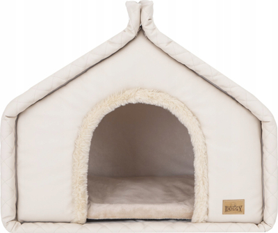 Shpi qeni Dome R3 Large, lëkurë ekologjike, 52x42x47 cm, bezhë