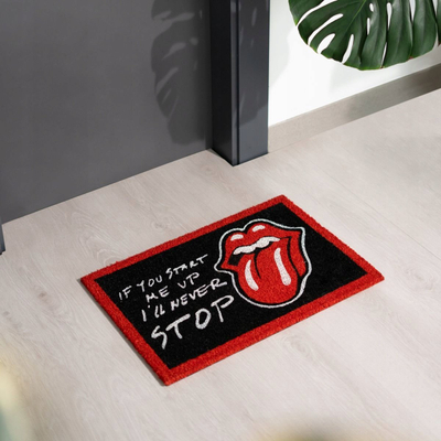 Tapet dere The Rolling Stones, fibër kokosi, antirrëshqitës, i kuq e zi