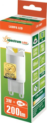 Llambë LED Spectrum G9, 3W, dritë e ngrohtë, qeramike