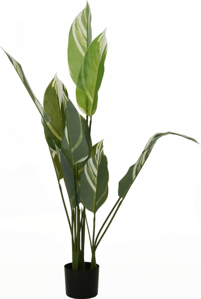 Bimë artificiale dekorative, 118 cm, gjethe të mëdha, jeshile