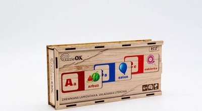 Puzzle druri Wooden Letter Puz 22335, lojë mendore, kuti druri, ngjyrë natyrale