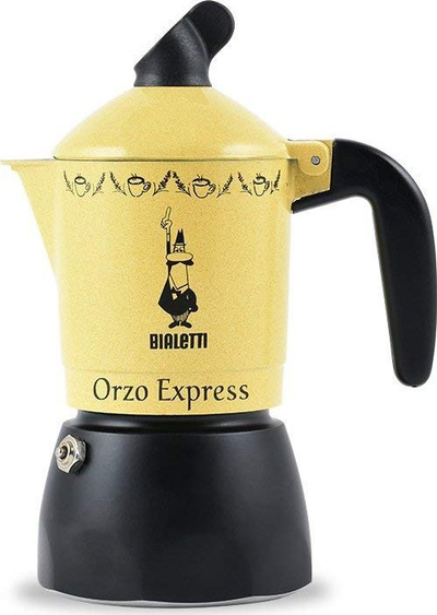 Xhezve moka Bialetti Orzo Express 2TZ, 2 filxhanë, alumin, e zezë me të verdhë