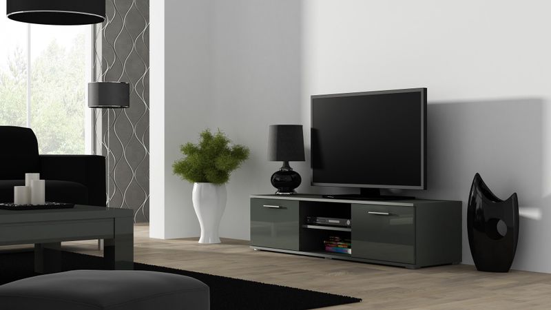 Komodë TV Cama Meble Soho 140, panel i laminuar, gri
