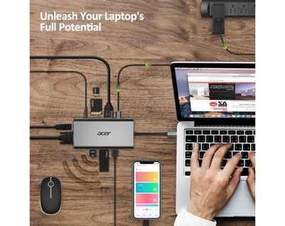 Докинг станица Acer HP.DSCAB.002, USB Type C, 4K, сребрена