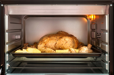 Furrë elektrike kompakte First Austria, 45L, 2000W, konvektion dhe rotisserie, e zezë
