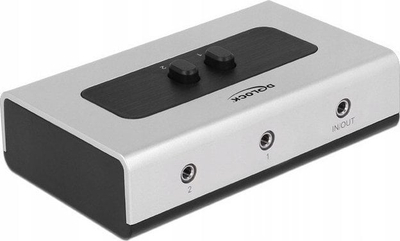 Ndërrues audio DeLOCK 87699, port 3.5mm stereo, manual, i zi gri