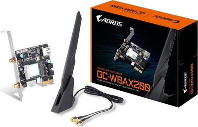 Kartë rrjeti Wi‑Fi Gigabyte GC-WBAX200, PCIe, Wi‑Fi 6 AX, Bluetooth 5, e zezë