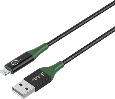 Kabllo USB MicroConnect Smart Charge USB A në Lightning, 1 m, tekstil, jeshile e zezë