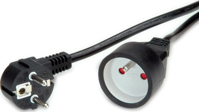 Kabllo zgjatese Value 19.99.1170, 3 m, CEE 7/7 në CEE 7/5, e zezë