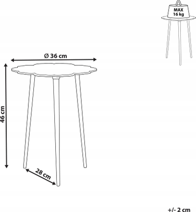 Tavolinë anësore Beliani PUHOI, metal, Ø36 cm, argjend