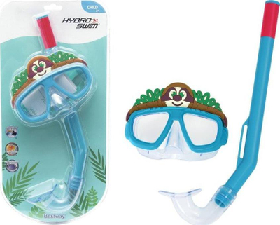 Set maskë zhytjeje me tuba Bestway 24059, për fëmijë, dizajn kafshësh, blu