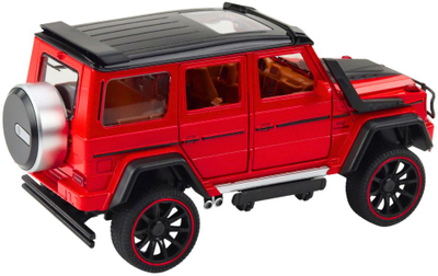 Lodër makinë off road metalike, pull back, drita dhe tinguj, e kuqe, 1:22