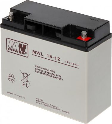 Bateri AGM MW Power MWL 18-12, 12V 18Ah, M5, gri