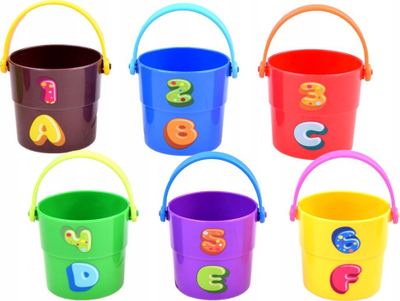 Lodër kova uji Kaichi Zoo Stack Buckets, set me 8 copë, shumëngjyrëshe