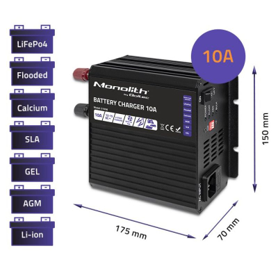 Karikues baterish Qoltec Monolith 51958, 10A, 12V, i zi