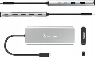 Hub USB J5create JCD401, USB4, Dual 4K, ngjyrë argjendtë