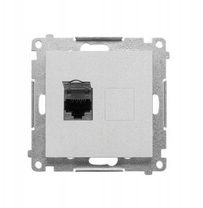 Prizë kompjuteri Simon 55 RJ45, Cat 6, me mbrojtëse pluhuri, alumin mat