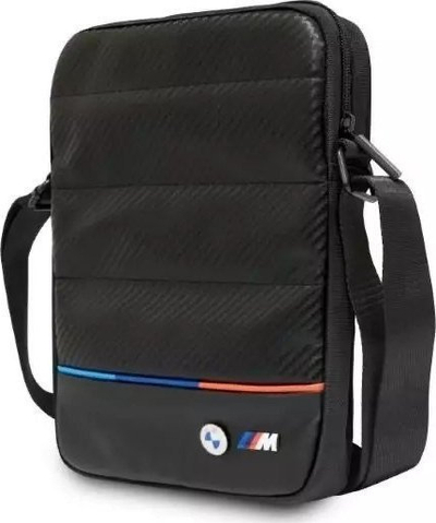 Çantë shpatulle BMW Motorsport Medium, për pajisje deri 10", najlon efekt karbon, e zezë