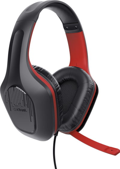 Kufje gaming Trust GXT 415S ZIROX, me mikrofon, me kabllo 3.5 mm, të zeza me të kuqe
