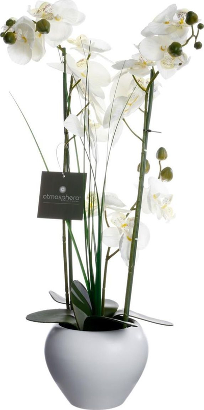 Bimë artificiale Atmosphera Orchid, me vazo qeramike, 53 cm, e bardhë