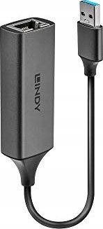 Adapter rrjeti USB Lindy 43298, USB A në RJ45, Gigabit Ethernet, gri metalike