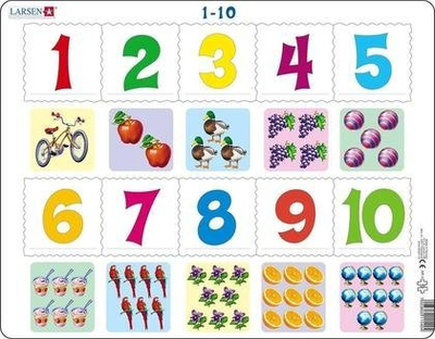 Puzzle edukative Larsen Liczymy do 10 Maxi, 10 pjesë, 36.5x28.5cm, shumëngjyrëshe