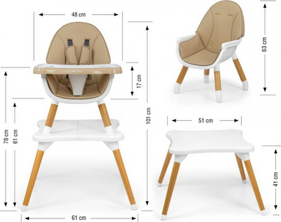 Karrige për ngrënie Milly Mally 2in1, Malmo Beige