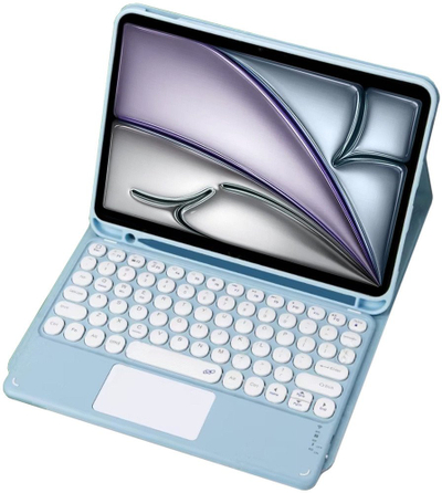 Kapak me tastierë Bluetooth për tablet iPad Air 11 Gen 6, me touchpad, ngjyrë blu