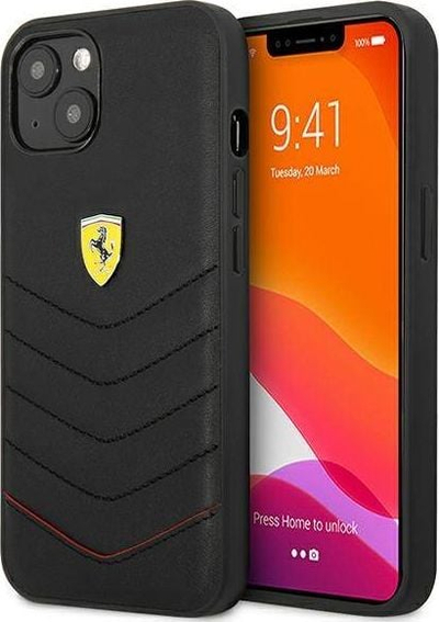 Kuti telefoni Ferrari Off Track Quilted për iPhone 13 Mini, lëkurë, e zezë