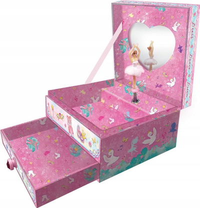 Музичка кутија Pecoware Music Box With Drawer Dress, со фигурина, со фиока, многубојна