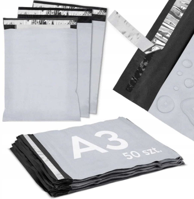 Zarf plastik Zenwire Courier A3, 310 x 420 mm, 50 copë, gri