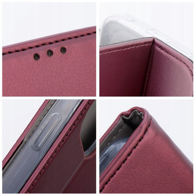 Kabullë mbrojtëse Smart Magneto për Motorola G55 5G, me funksion portofol, e kuqe burgundy